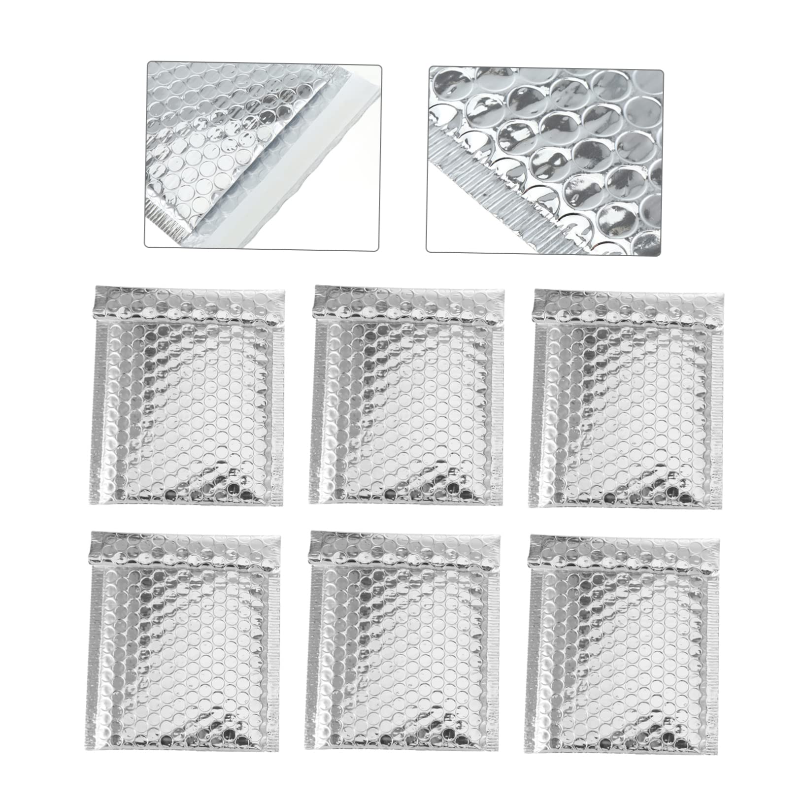 POPETPOP 100 Buste Imbottite per Spedizioni Argento Bolle D'aria, Autoadesive, Materiale Sintetico Resistente per Imballaggio e Negozi