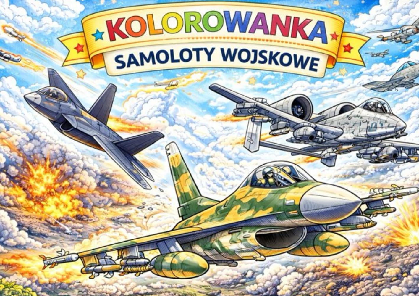 Kolorowanka samoloty wojskowe: statki powietrzne