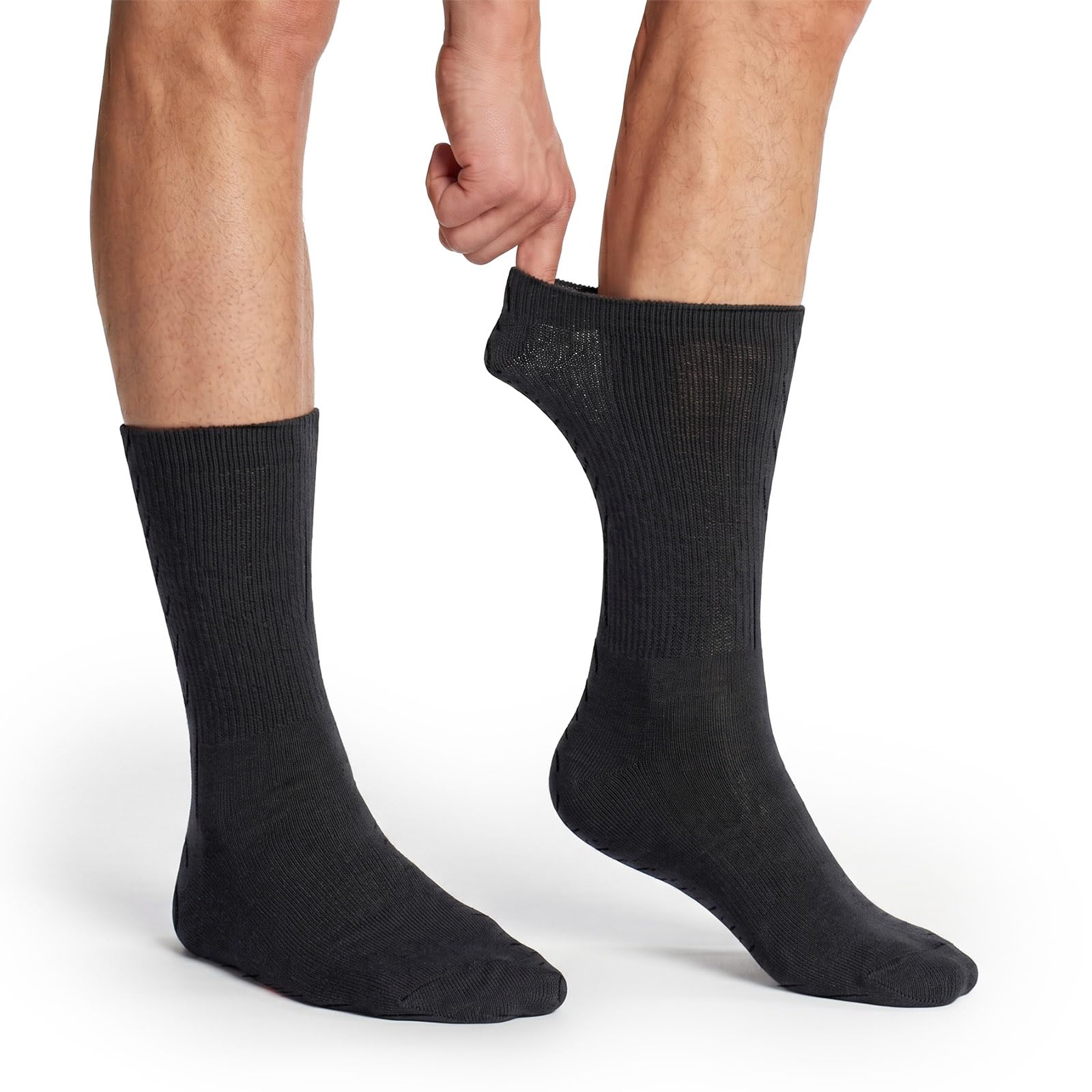 alber's SALUS – 5 Pairs Medium Legth Men’s Cotton Socks, Comfort Fit, Wide Soft Cuff, Sponge Base, for Sensitive Feet, Black, UK Size 8-10