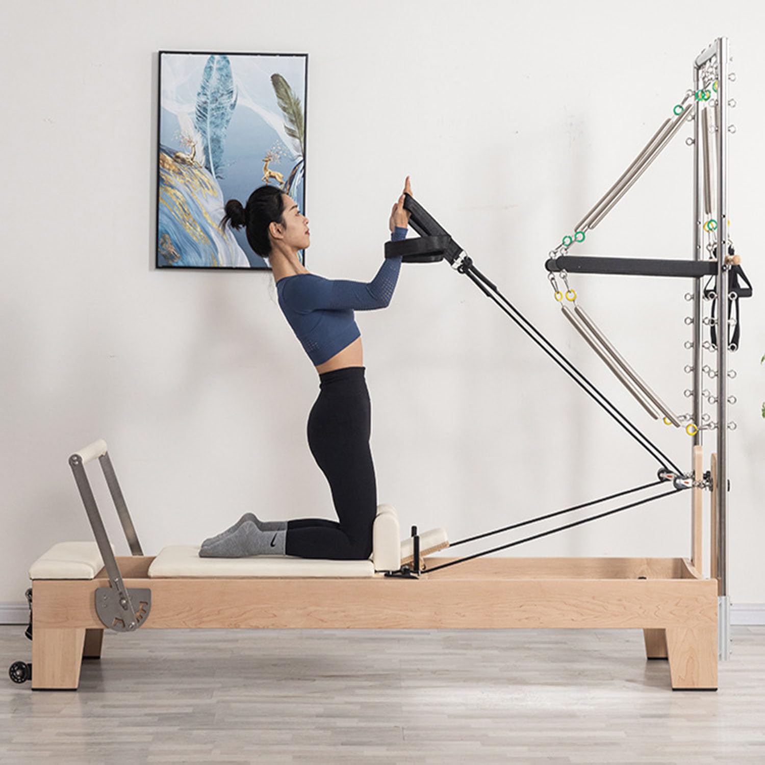 Halbhohe Zwei-in-Eins-Maschine aus Ahornholz, Maschine für Zuhause, Studiomaschine, verstellbares Bett, Übungs-Yoga-Ausrüstung