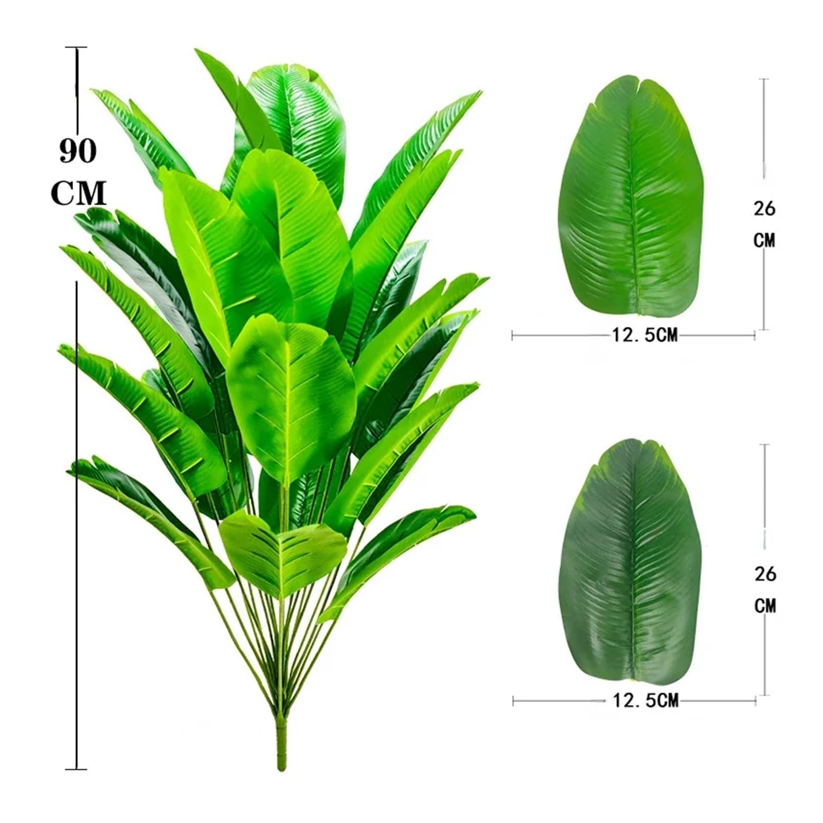 Künstliche Tannenzweige 1 Stück 24 Blätter Künstlicher Bananenbaum Gefälschte Palmblätter Monstera Blatt Große Tropische Palme Real Touch Grüne Pflanze Wohnkultur(18 Leaves-80cm)
