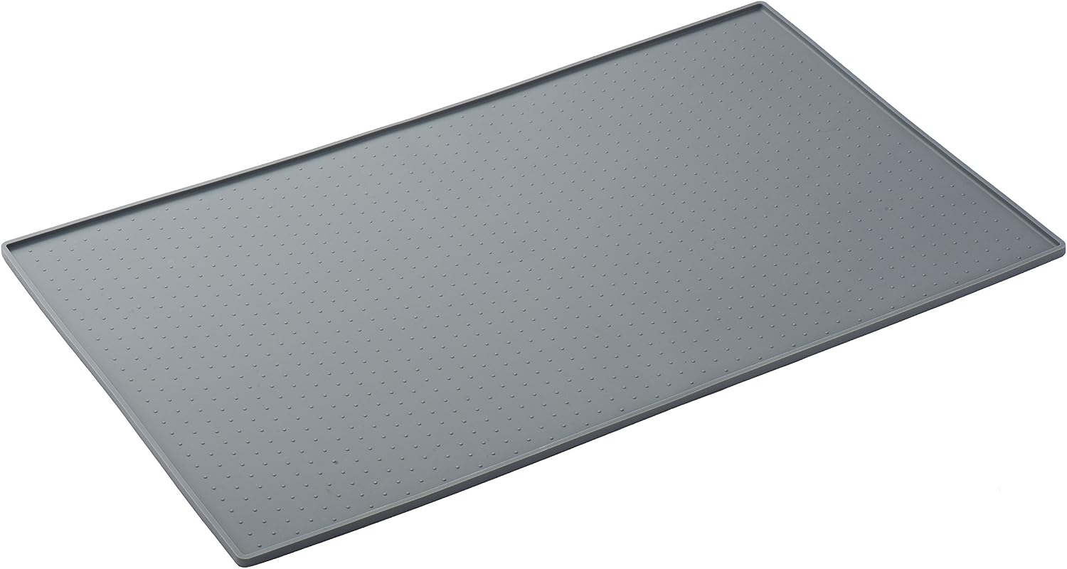 Snug Pet Feeding Mat for Dog and Cat in Premium FDA Grade Silicone - Size 19" x 12" (Grey)