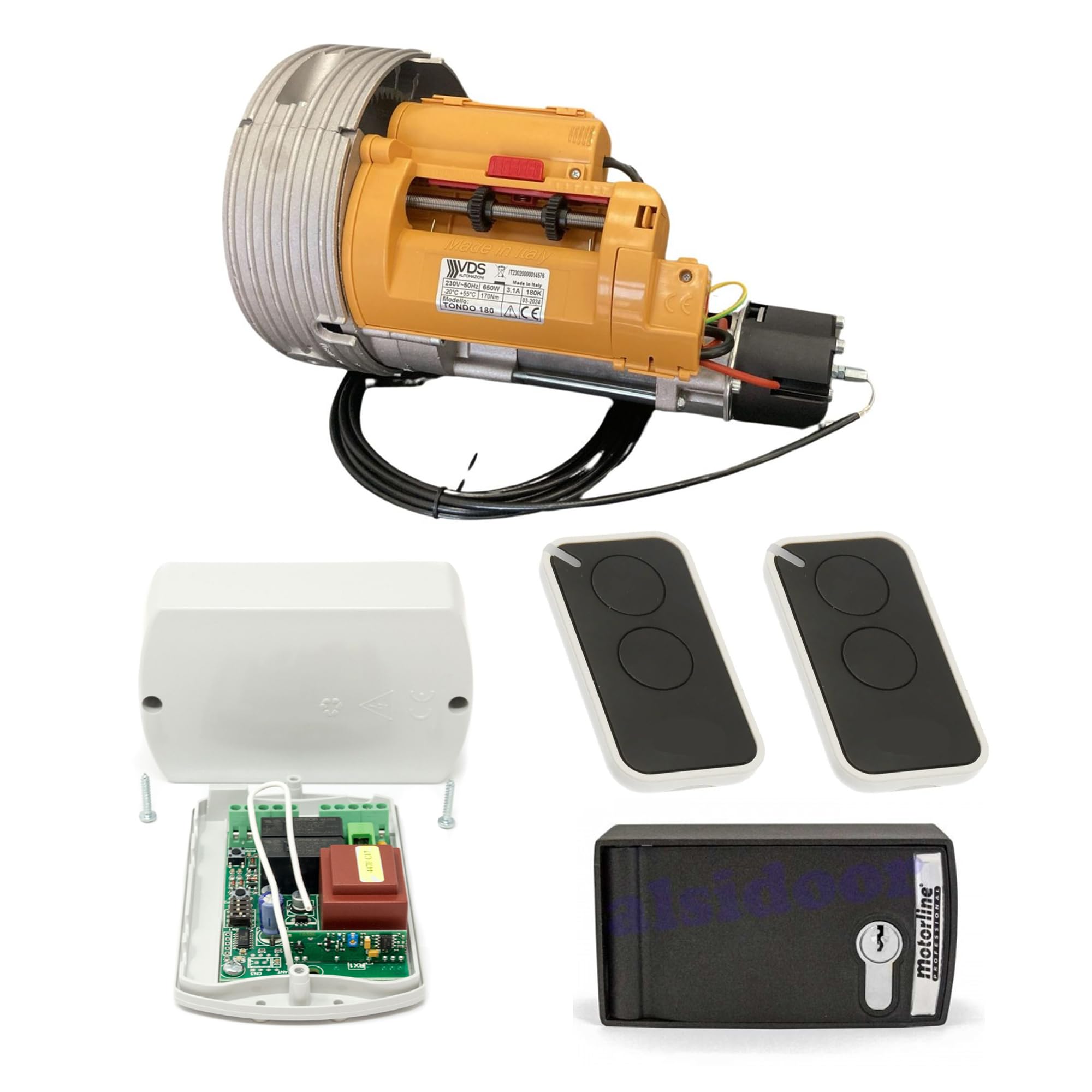 Kit Completo para Puerta Enrollable Cierre metalico hasta 180 Kg para automatizar persianas metalicas comerciales de Tiendas