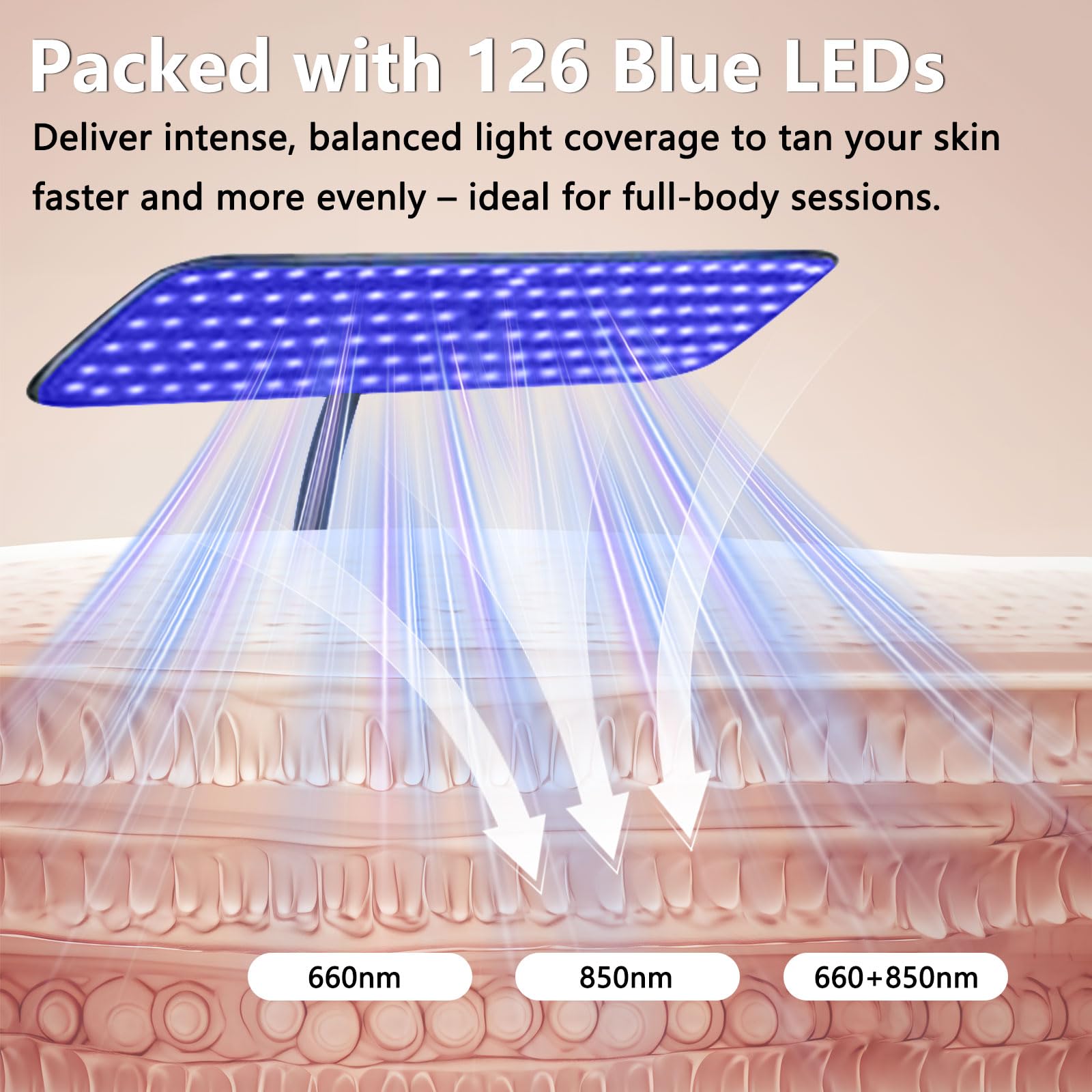 Lampe de bronzage portable 240 LED 660+850 nm visage réglable 3 modes 5 niveaux minuterie