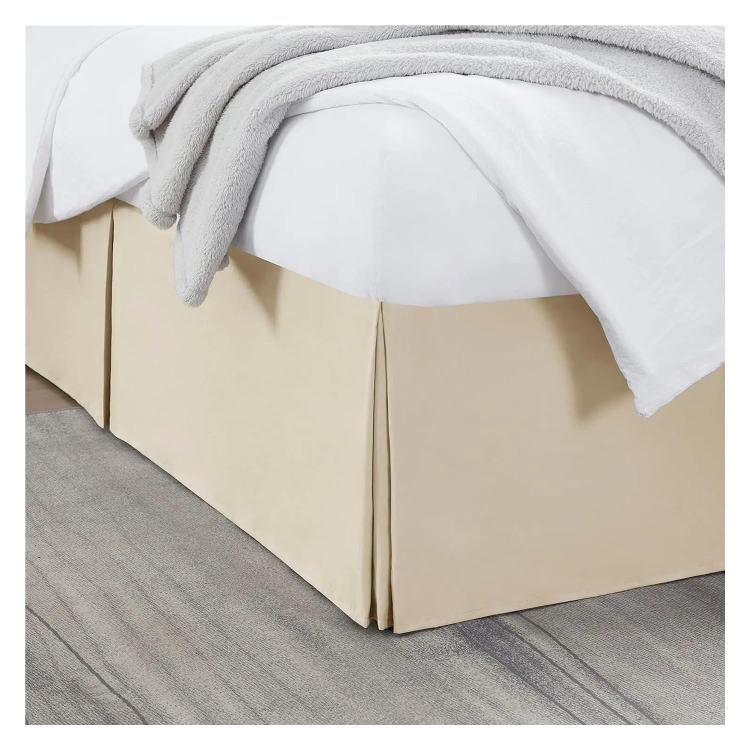 Coprirete plissettata su misura in tessuto resistente al restringimento e allo sbiadimento, altezza 35,6 cm (senza piattaforma) (bianco, 180 x 200 x 35 cm)