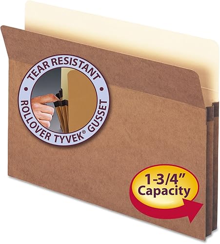 Smead 73214 1 34 pulgadas Exp Pocket Straight Tab Letra ManilaRedrope 25Caja