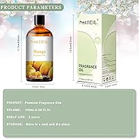 Vista 6 de Aceites de fragancia de mango PHATOIL 3.38 FL. OZ para aromaterapia, aceites esenciales para difusores para el hogar, perfectos para difusor, yoga