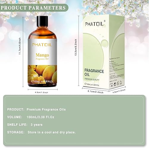 Miniatura 6 de PHATOIL Aceites de fragancia de mango de 3.38 onzas líquidas para aromaterapia, aceites esenciales para difusores para el hogar, perfectos para