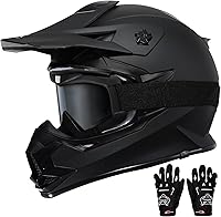 TRIANGLE DOT Certified Full Face Dirt Bike Helmet with Adjustable Goggles & Gloves - Motocross Off-Road ATV BMX UTV Helmet