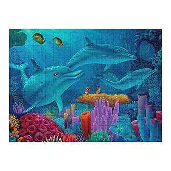 イルカと魚のパズル Amazon.co.jp: イルカ 海 青 アニマル 珊瑚 魚 ジグソーパズル