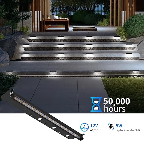 Miniatura 3 de Paquete de 8 luces LED de adoquín de 5 W y 12 pulgadas, luces de pared de contención de bajo voltaje CACC de 12 V, iluminación de paisaje, luz