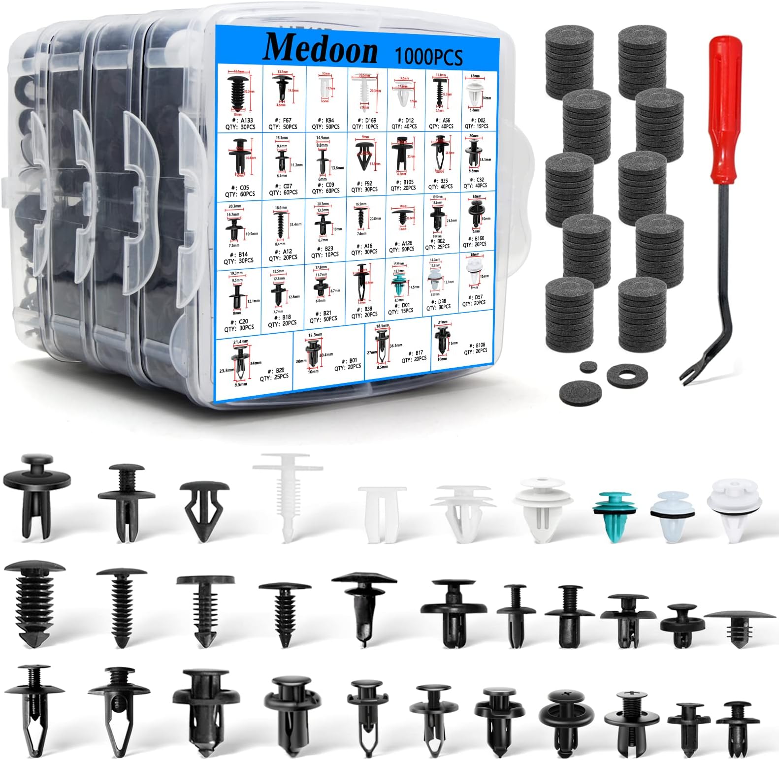 - Car Retainer Clips 1101 PCS Car Door Panel Trim Clips Kit 32 Most Popular Sizes Cars Body Kits 1 Pcs Fastener Remover for Ford GM Toyota Honda Chrysler BMW Benz Nissan Subaru Audi Mazda