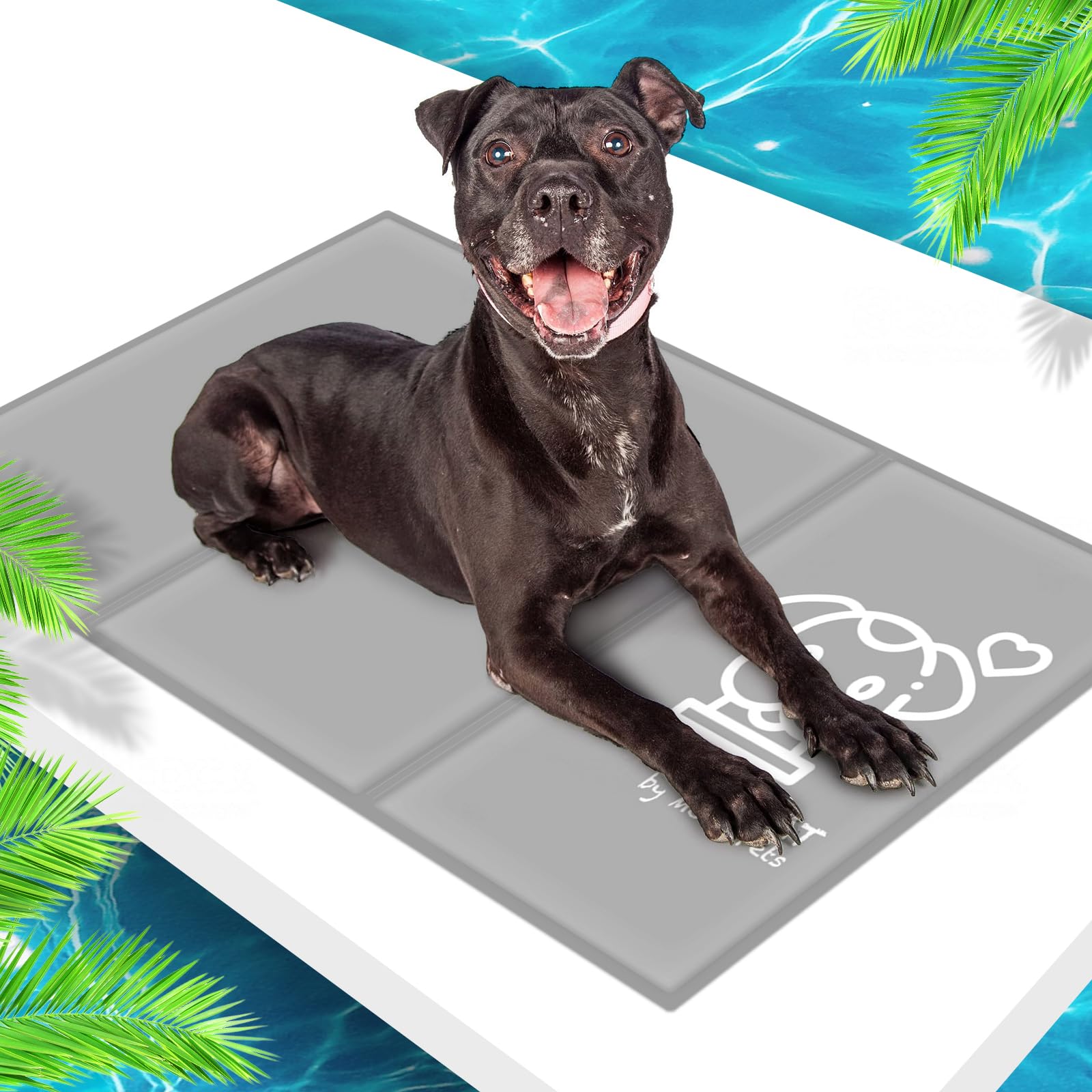 Pawtasy Cooling Bed Dog Cooling Blanket Cats Cold Bed for Dogs Summer Cooling Mat Mat Ideal for Pets Large, XL 100 x 60 cm Grey