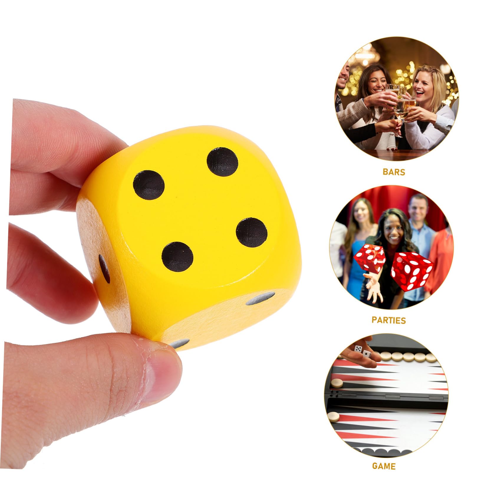 BESPORTBLE Dés de Jeu en Bois 3 Pièces Jaunes, Standard pour Jeux de Table