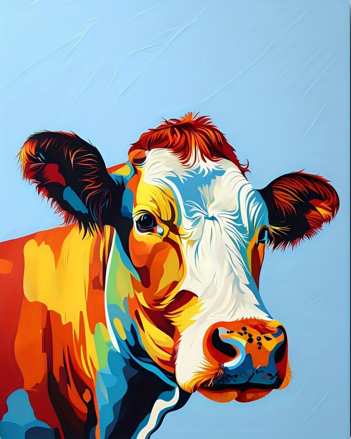 WANGWANGMIAO Paint by Numbers for Adults,40x50 cm Colorful Cows Acrylic Oil Painting by Numbers for Beginner Paints Kit with 3 Brushes Paint by Numbers Canvas Kits for Gift，with Frame