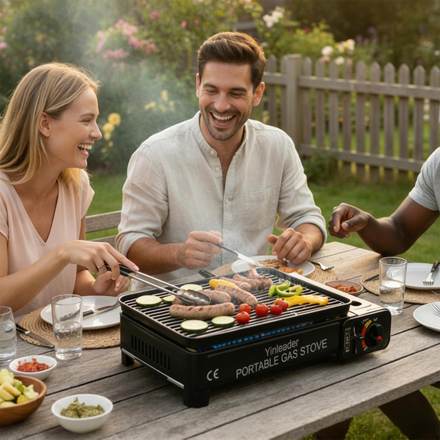 Tragbarer Camping-Grill – Grill-Kit mit Grillrost und Tablett, Material aus Edelstahl, ideal für Outdoor, Wohnmobil und Notfälle
