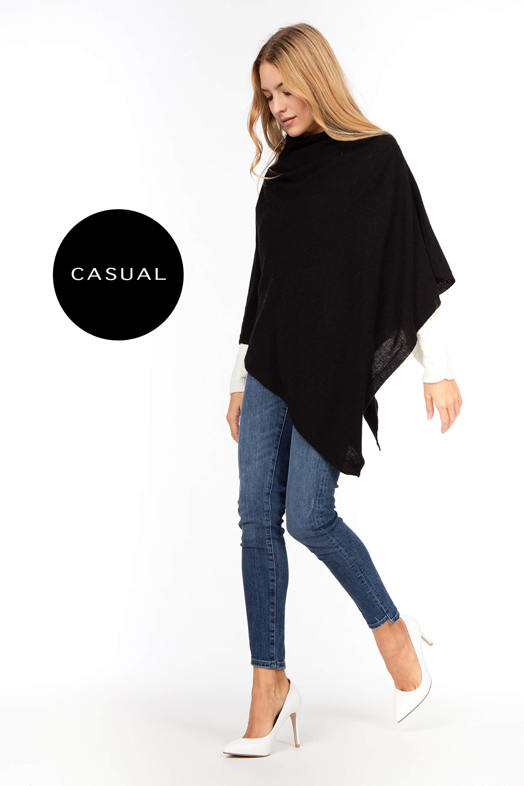 Marine Cashmere - Poncho in Misto Cashmere da Donna, Delicato e Morbido Filato in Cashmere, Made in Italy