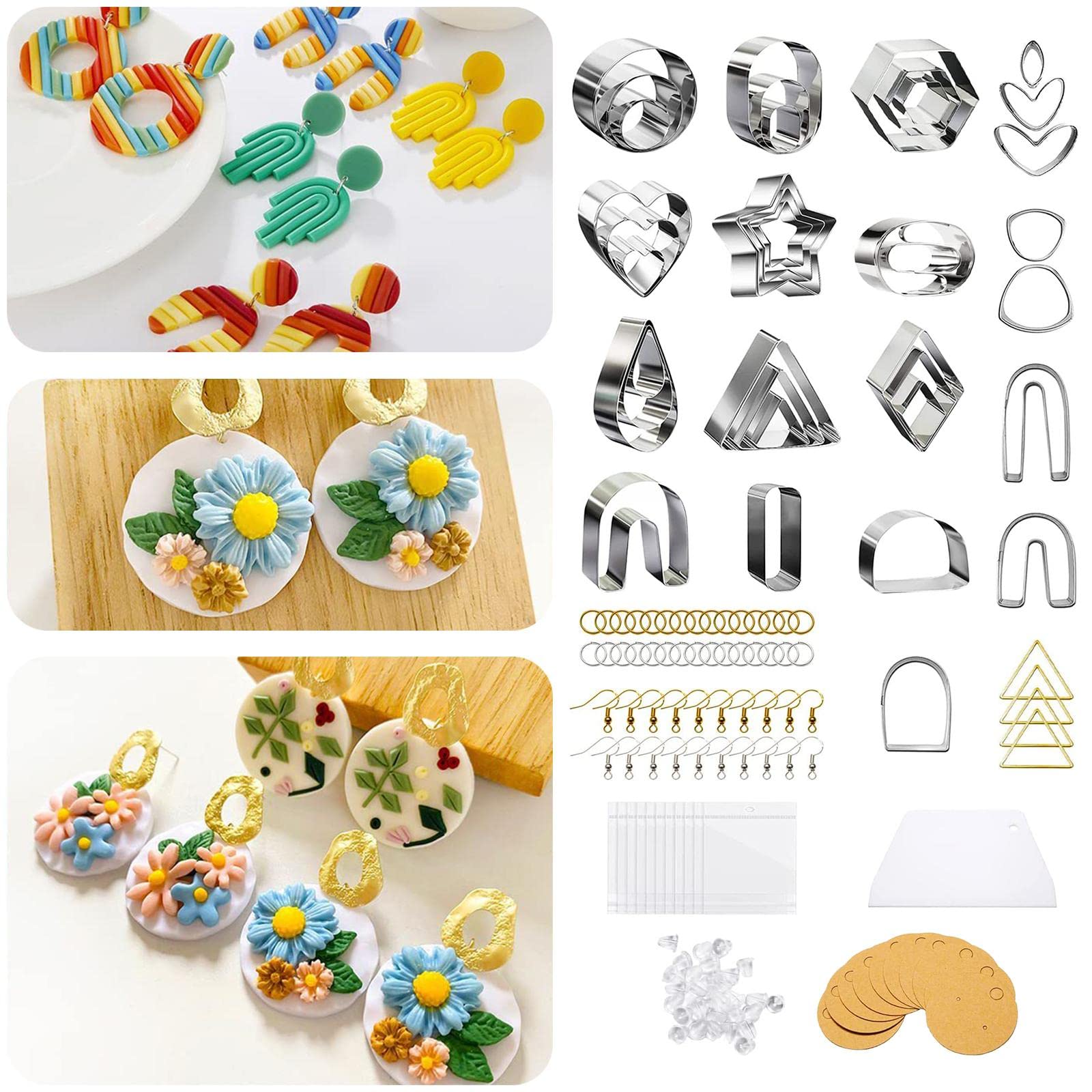 Adoorniequea Lot de 141 emporte-pièces en argile polymère pour boucles d'oreilles, pâtisserie, pâtisserie, 141 pièces