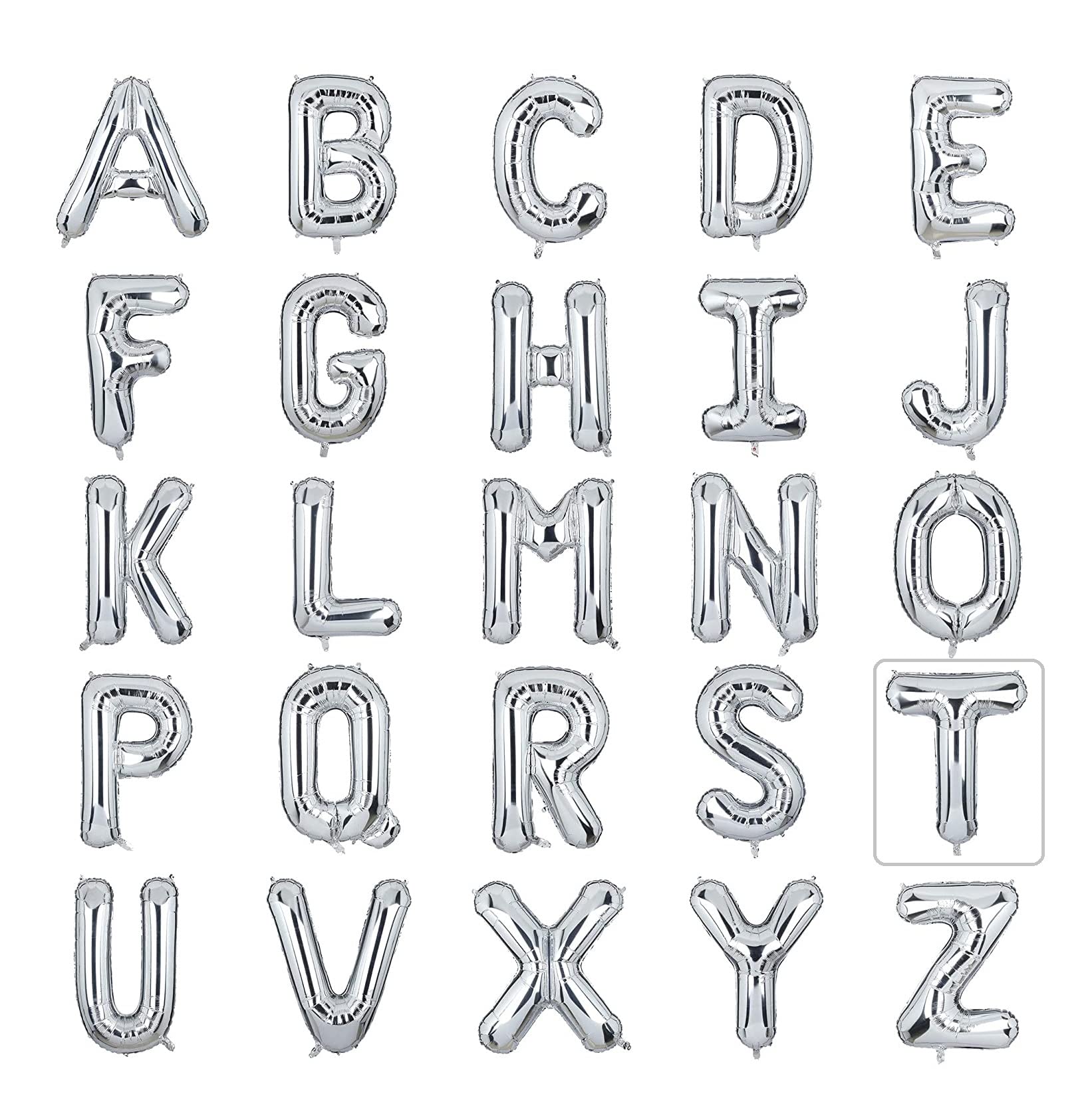 16 Inch Silver Aluminum Foil Alphabet Letters Hanging Balloons Wedding anniversary Birthday Party Decoration Custom Word Banner (T)