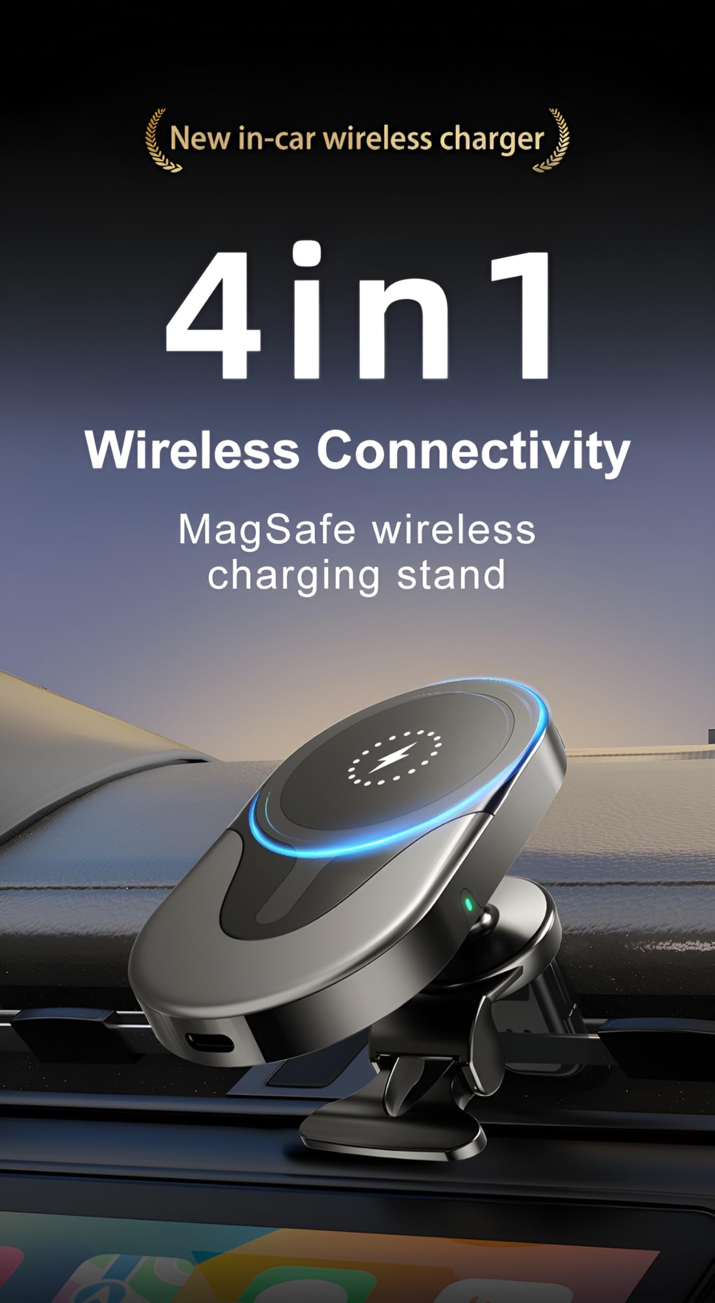 AI Box 2-in-1 Wireless CarPlay & Android Auto Adapter with Wireless Charging Mount, Dual-Band WiFi, 4K HDMI Output, Android 12 System, Bluetooth 5.0, 4GB+32GB, Plug & Play for OEM CarPlay Vehicles