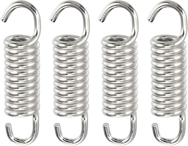 X AUTOHAUX 4 Pcs 43mm 1.69" Motorcycle Muffler Exhaust Pipe Spring Universal Stainless Steel Silver Tone