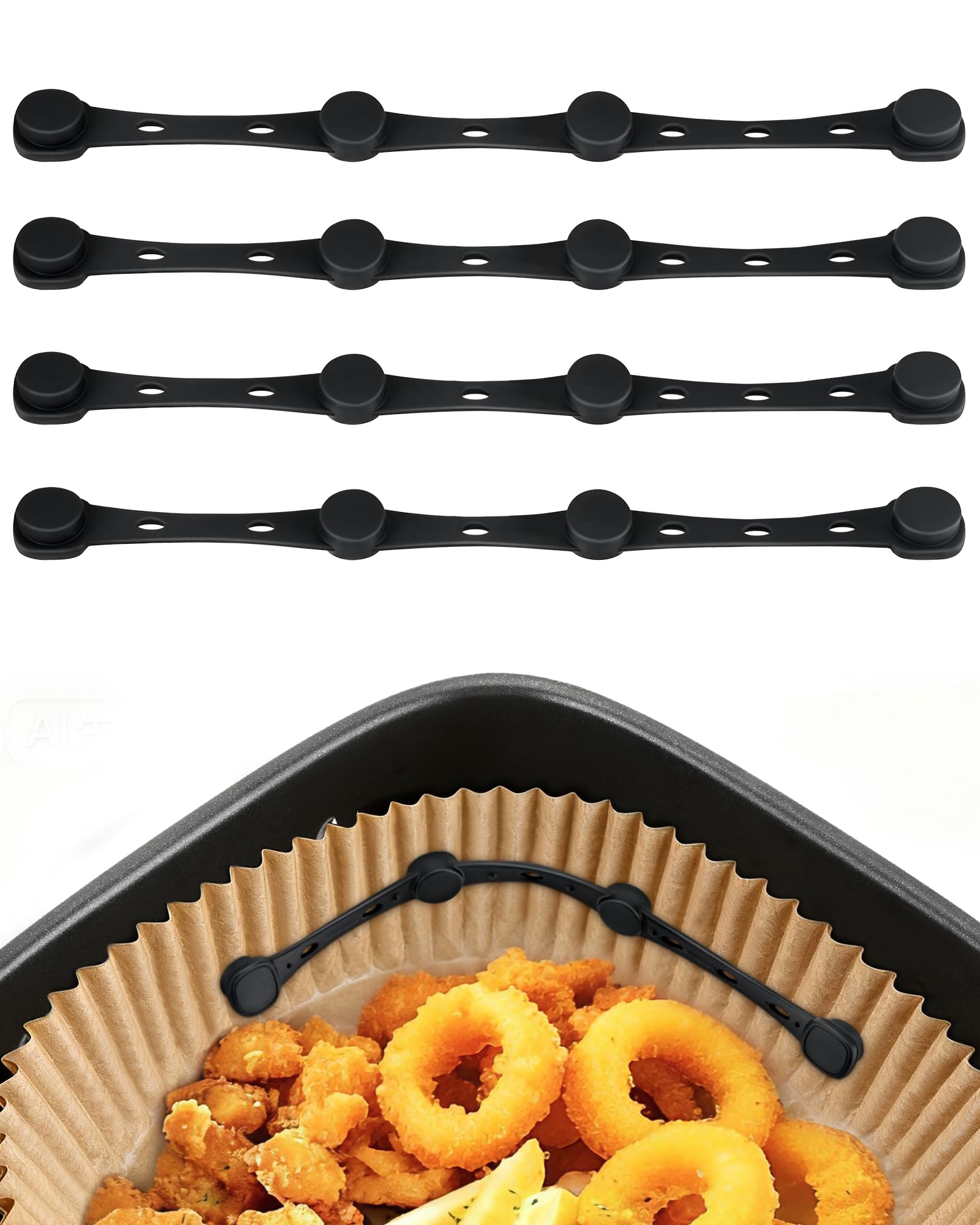 Magnete für Airfryer Backpapier, 4 Stück Silikon Magnete Airfryer Zubehör Verhindern Backpapier von Abdeckung Lebensmitteln, Heißluftfritteuse Zubehör für Ninja,Philips,Cosori