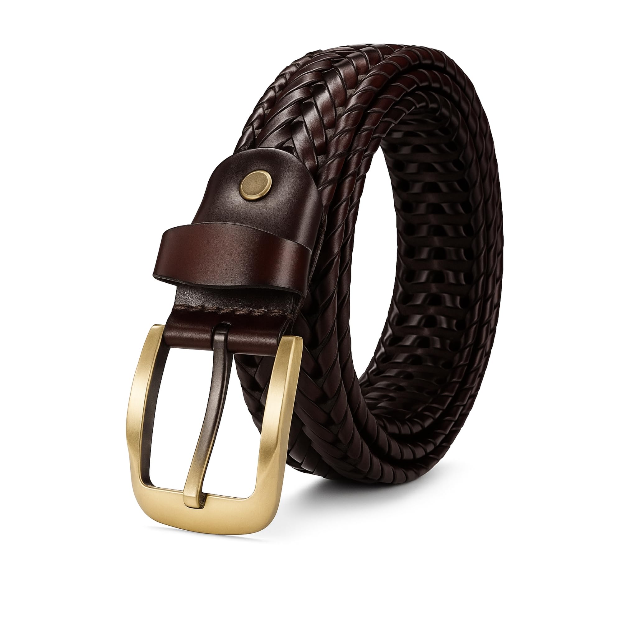 vemilio quality meets affordability VEMILIO Men's Hand-Woven Leather Belt | Cowhide Braided Belt with Multi-Hole Design | Adjustable Vintage with Prong Buckle | Stylish Casual Dress - Brown-picture-42