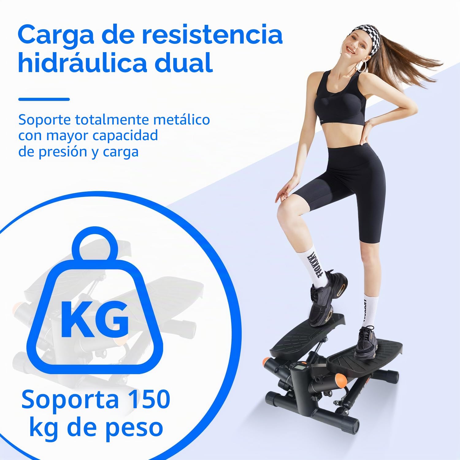 Stepper para el hogar Mini Stepper, Resistencia Ajustable Stepper con Smart Display, Stairmaster, Home Trainer Stepper 150 kg