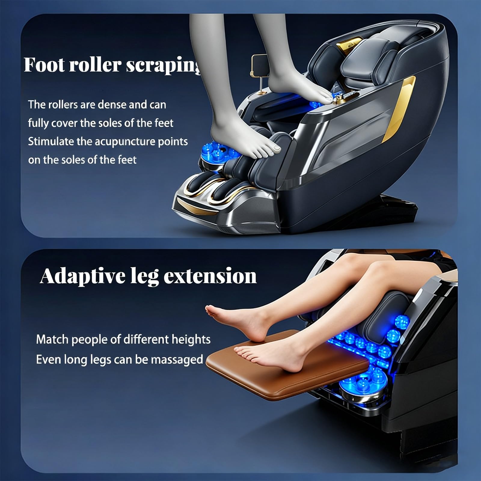 Sillón de Masaje Inteligente con rieles 4D SL, escaneo Corporal sillón reclinable de Gravedad Cero Masaje de amasamiento con airbag de Cuerpo Completo Apto para Uso doméstico(Orange)