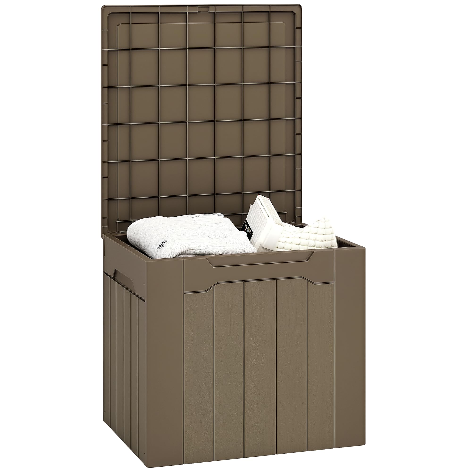 HOMCOM 107L Outdoor Balkon Gartenmöbel Aufbewahrungsbox mit Schlossloch, Kunststoff-Aufbewahrungskoffer mit Deckel und Seitengriffen, wetterbeständig, große Truhe, sicher und sicher für Terrasse,