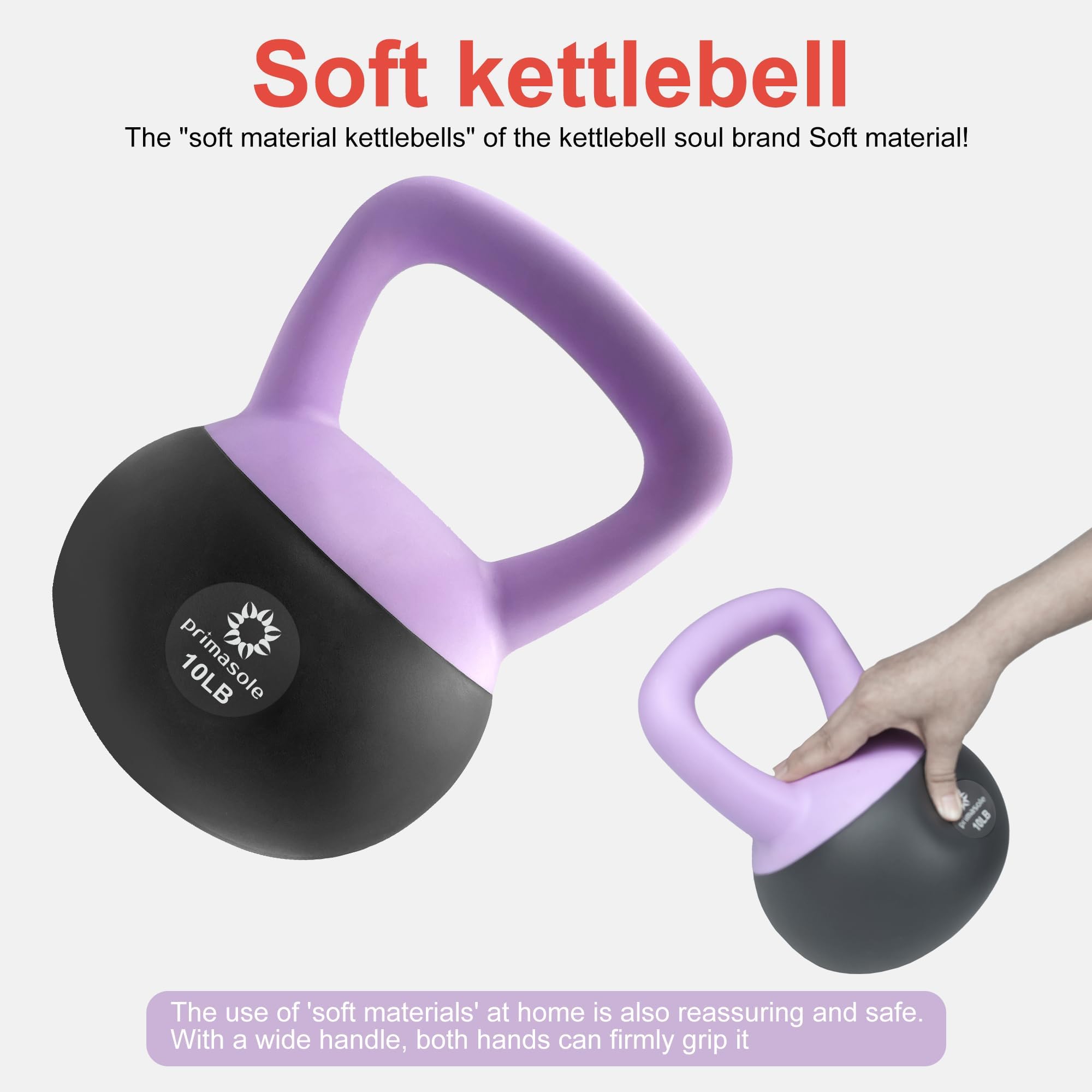 Primasole Soft Kettlebell 5.10.15.20lbs Shook Resistance base. Anti Slip hand Kettlebell weights for Women and Men -Home workout Kettlebells dumbbells for strength and safety.