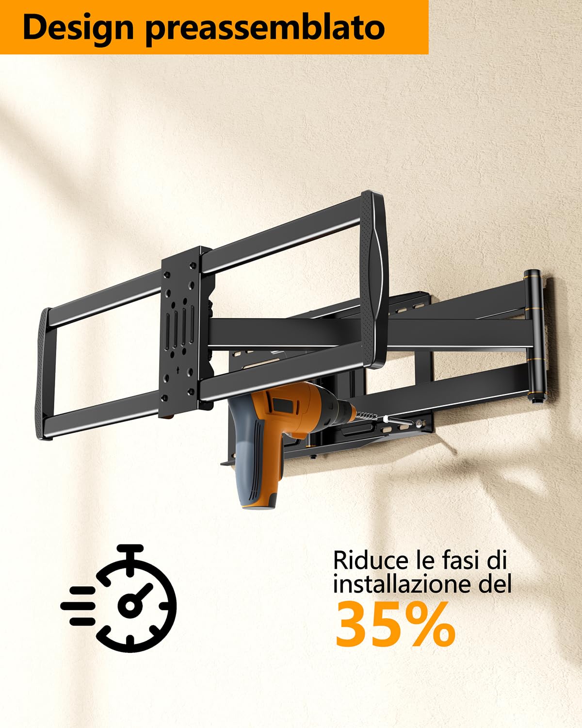 Supporto TV Parete Braccio Lungo da 1090mm per Schermi LCD/LED/OLED da 42-110 Pollici, Staffa TV Girevole Inclinabile Orientabile, Braccio TVs Max VESA 900x600mm fino a 80kg