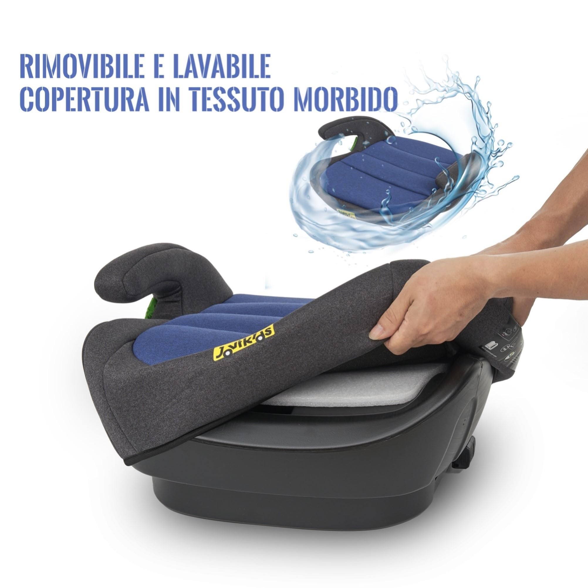Jovikids Rialzo Auto per Bambini ISOFIX 125-150cm ECE R129, Alzatina Auto Bimbi 15-36 kg, Seggiolino Auto Gruppo 2-3 da 6 a 12 Anni - Blu