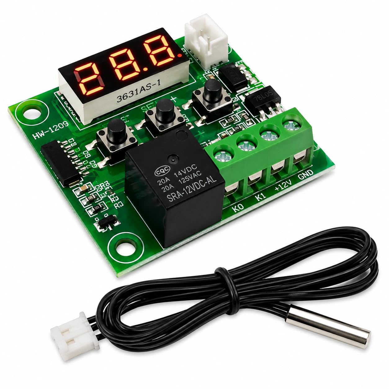 W1209 Digital Temperature Controller Thermostat Module | -50°C to 110°C LED Display Temperature Control Switch with NTC Waterproof Sensor | 12V DC Thermostat Relay Module-image-37