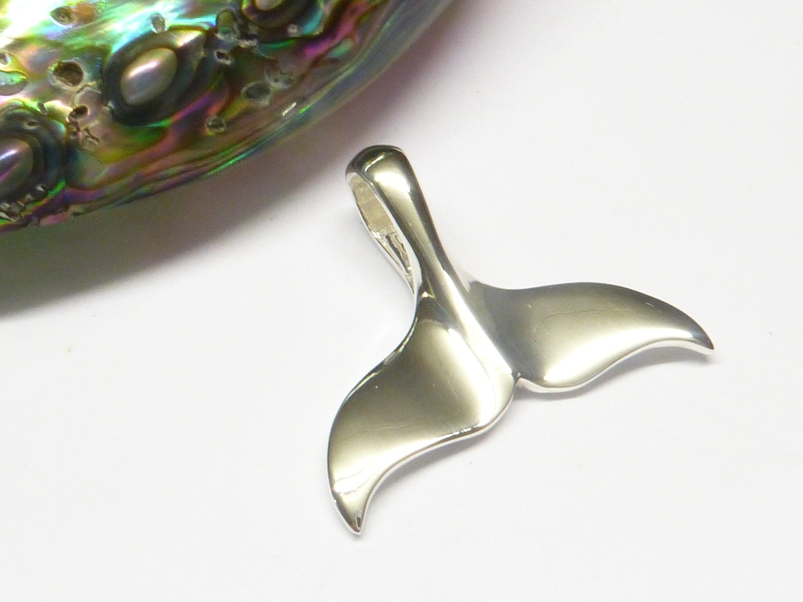 Ciondolo in argento Sterling, motivo: pinna di balena, gioielli unisex, Argento sterling