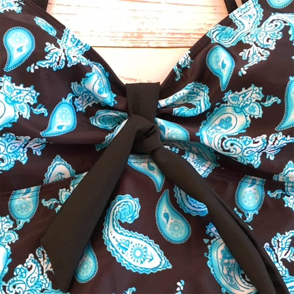 CLSDRZC Tankini ustawił vintage druk stroju kąpielowego Kobiety dwa kawałki stroje kąpielowe sport pływania w kombinezonie retro kostium kąpielowy Kobieta