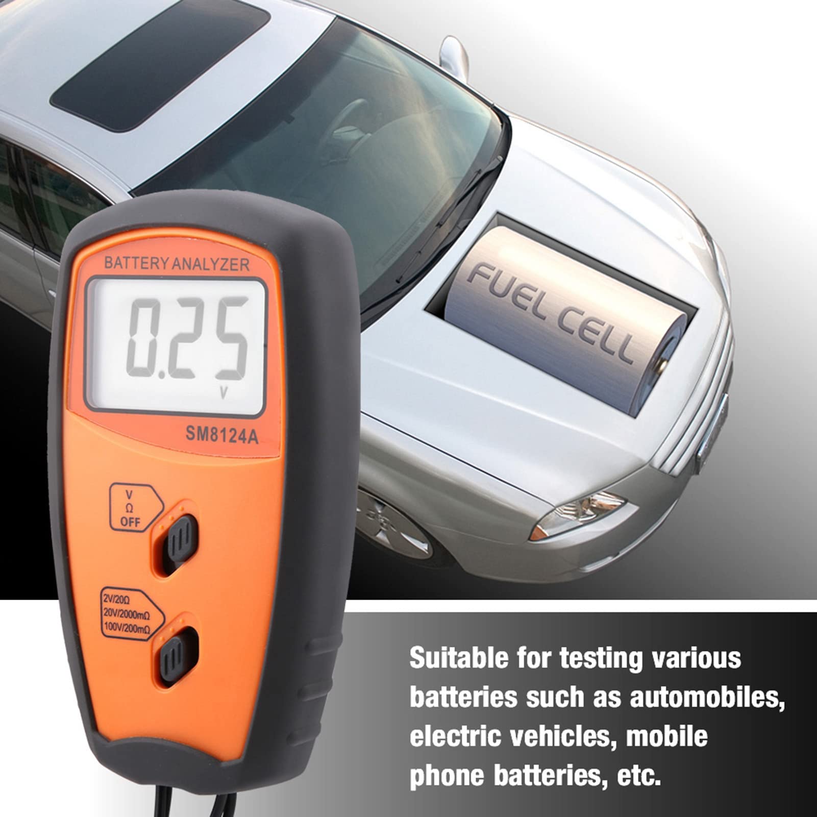 Voltmètre de résistance numérique à écran LCD SM8124A, testeur de tension de batterie pour automobiles, véhicules électriques, téléphones électroniques