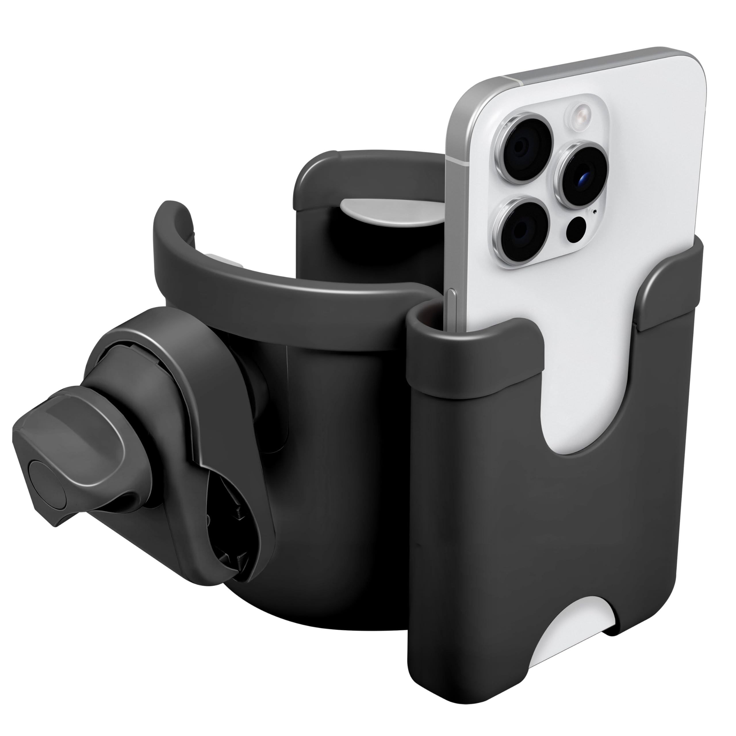 MC MICUS 2-in-1 Universal Stroller Cup Holder with Phone Holder | Pram & Buggy Cup Holder for Coffee & Drinks | Secure Pushchair, Wheelchair, Bike Baby Essentials