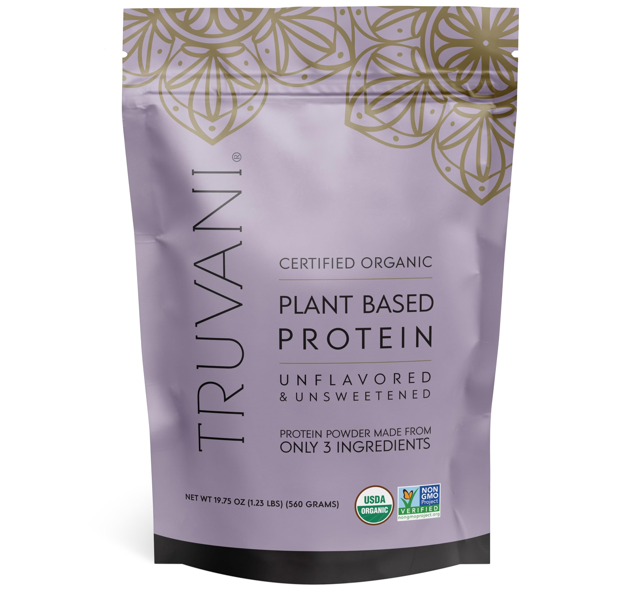 Truvani Vegan Pea Protein Powder | Unflavored | 20g Organic Plant Based Protein | 20 Servings | Keto | Gluten & Dairy Free | Low Carb | No Added Sugar