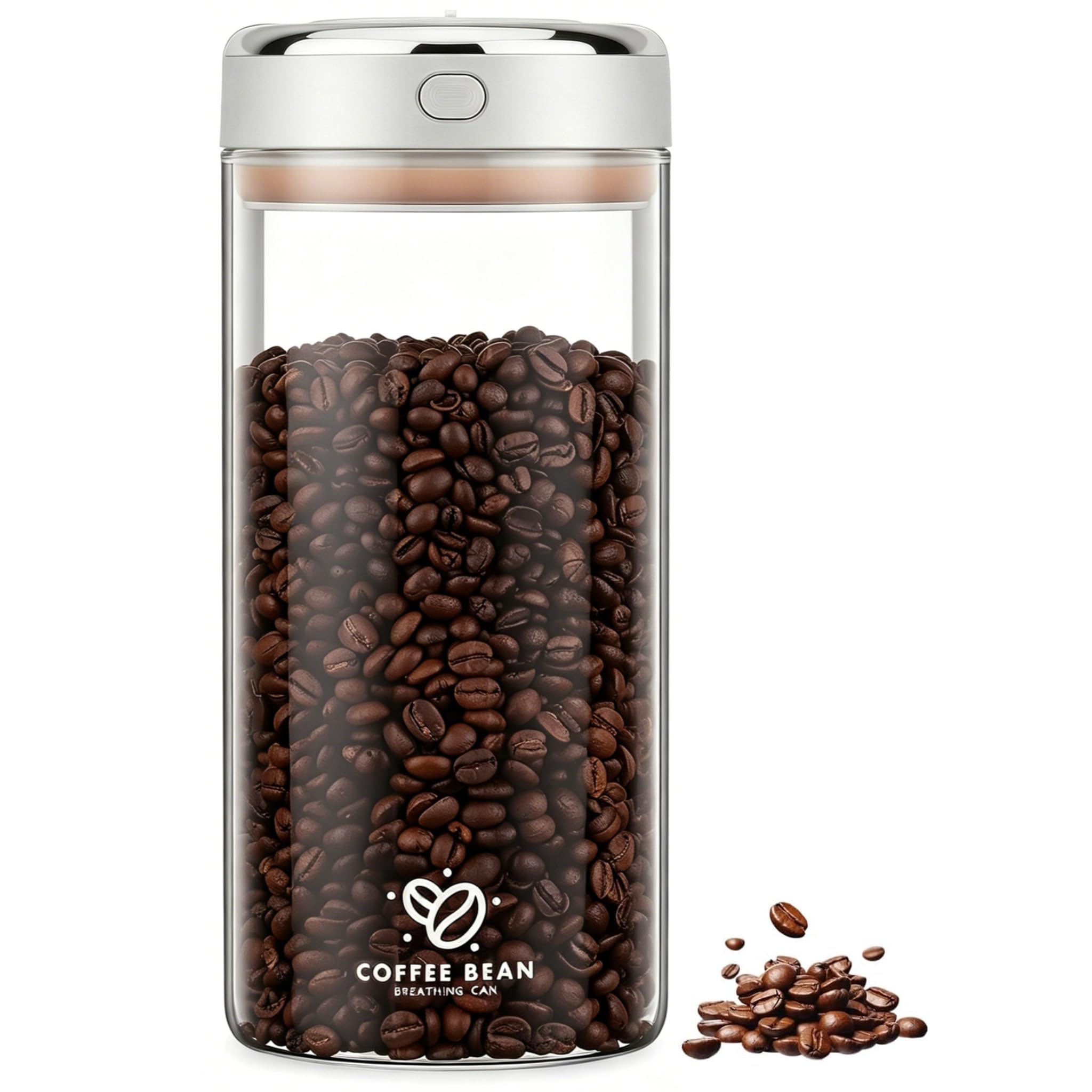 1100ml Airtight Coffee Canister with One-Way CO2 Valve, Borosilicate Glass Coffee Bean Storage Jar with Date Tracker, Kitchen Vacuum Container for Tea, Sugar, Nuts, Keep Fresh (1700, Millilitres)
