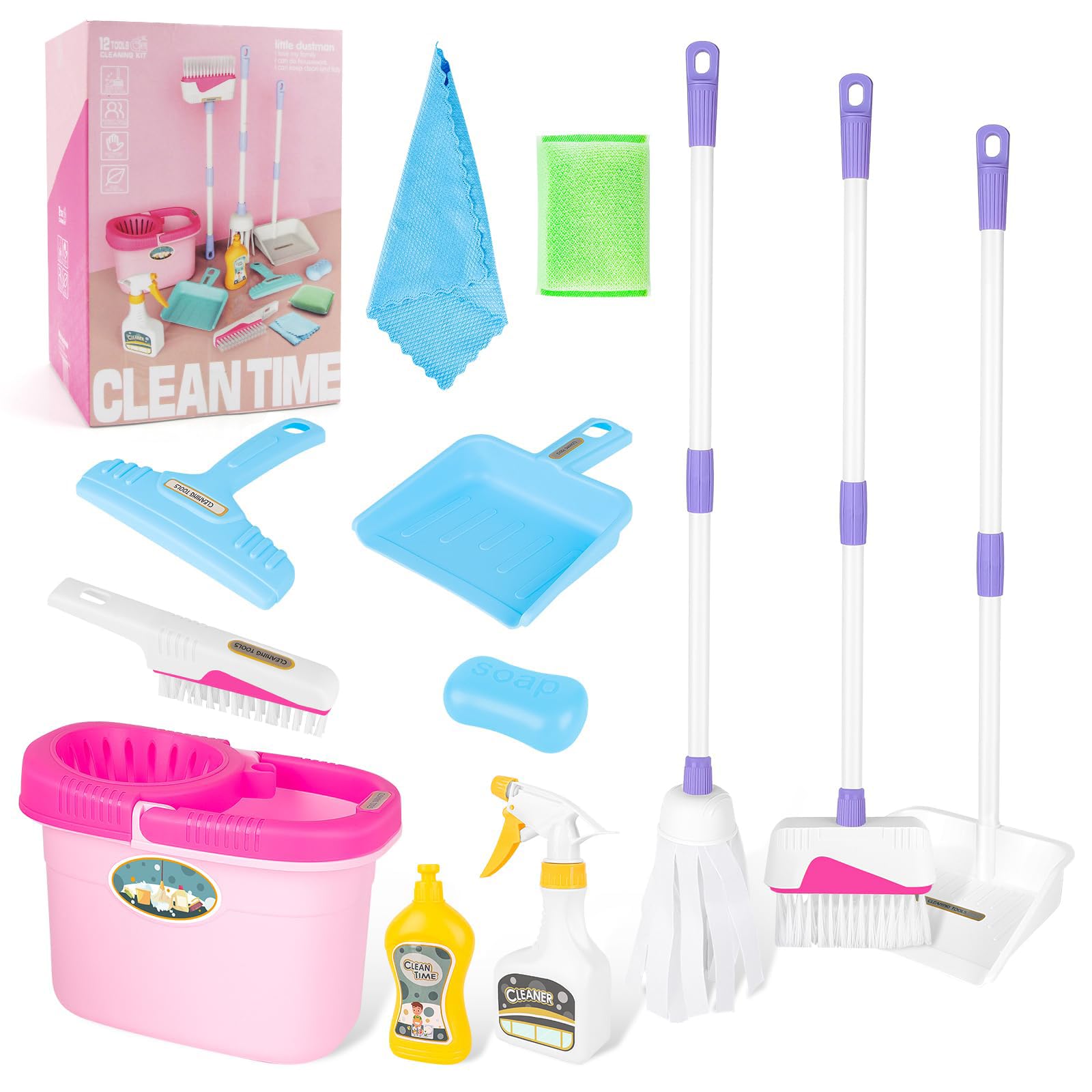 Juego de Limpieza para Niños, 15 Piezas Set de Limpieza para Niñas Juego de Limpieza para Niños, 15 Piezas Set de Limpieza para Niñas