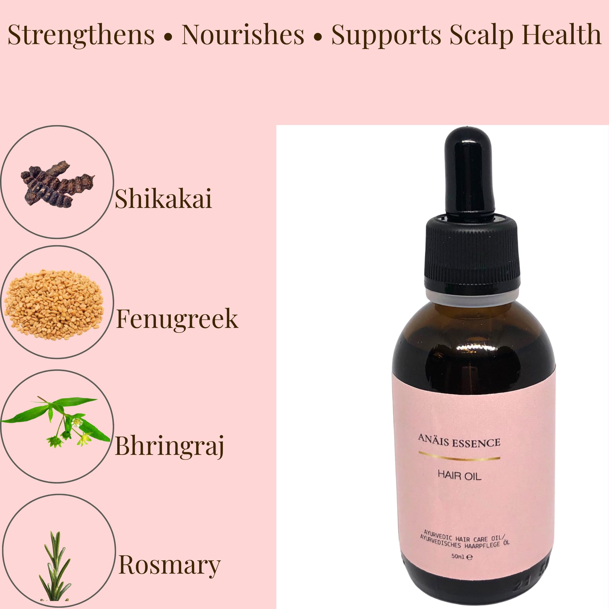 Hair Oil 50ml – Ayurvedic Scalp & Hair Care Oil with Shikakai, Bhringraj, Fenugreek, Tulsi & Amla – For Dry, Sensitive & Itchy Scalp – Lightweight Formula for Daily Use