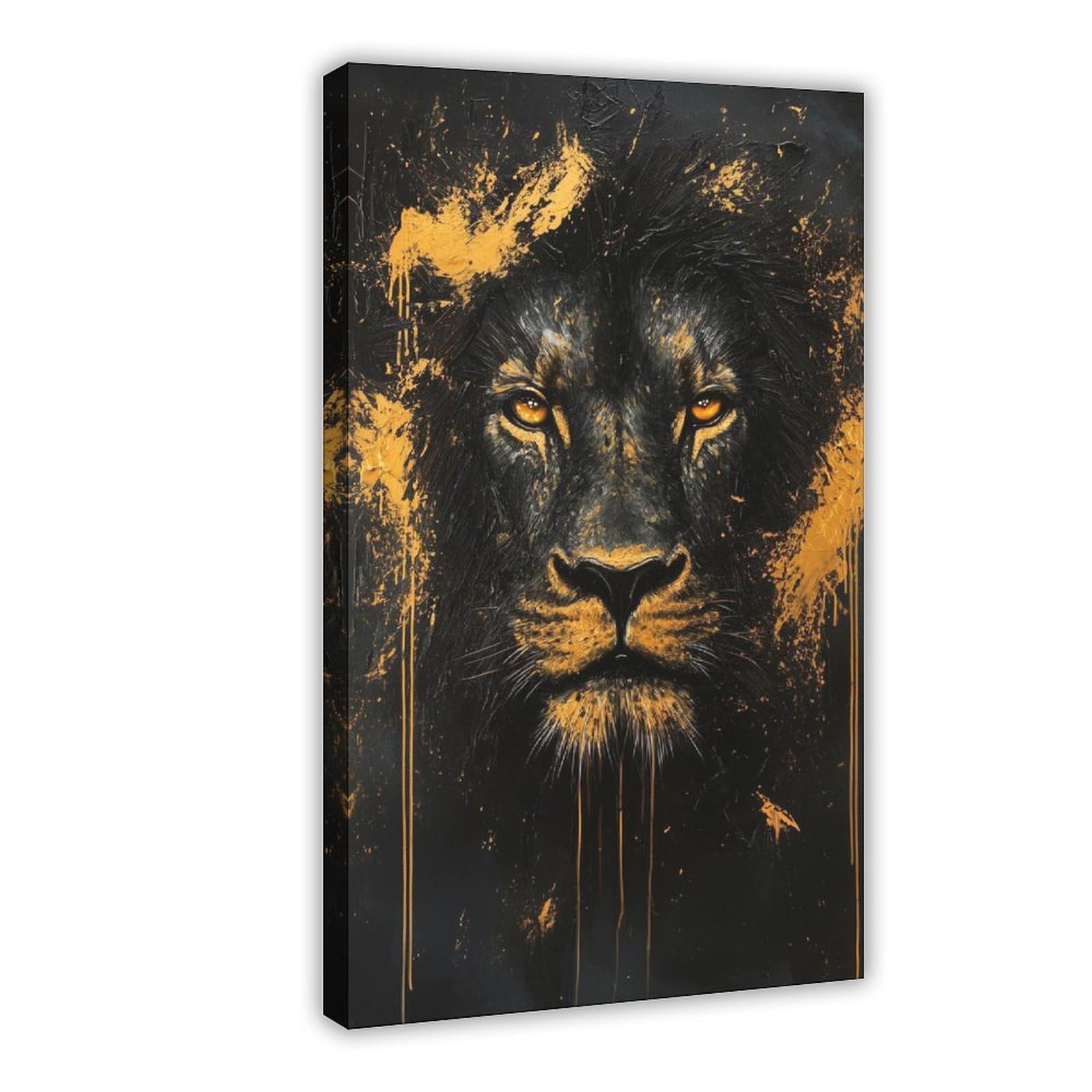 Pyberon Black Gold Lion Poster Canvas Poster for Dorm Room Decor Gift