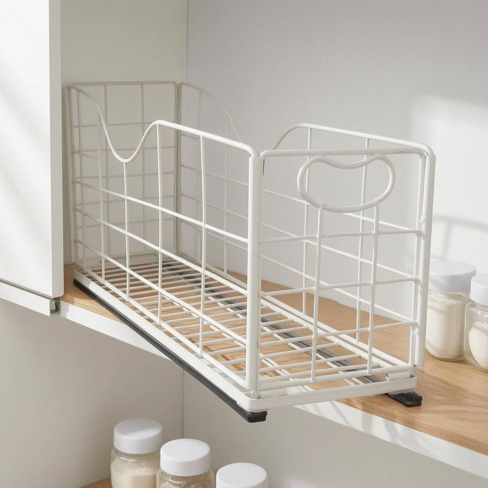 Qianly Cesto Scorrevole a Rete Scorrimento Scorrimento Scorrevole Cestino Estraibile Estraibile Armadio Manico Ovale Arredo Contenitivo per Cucina