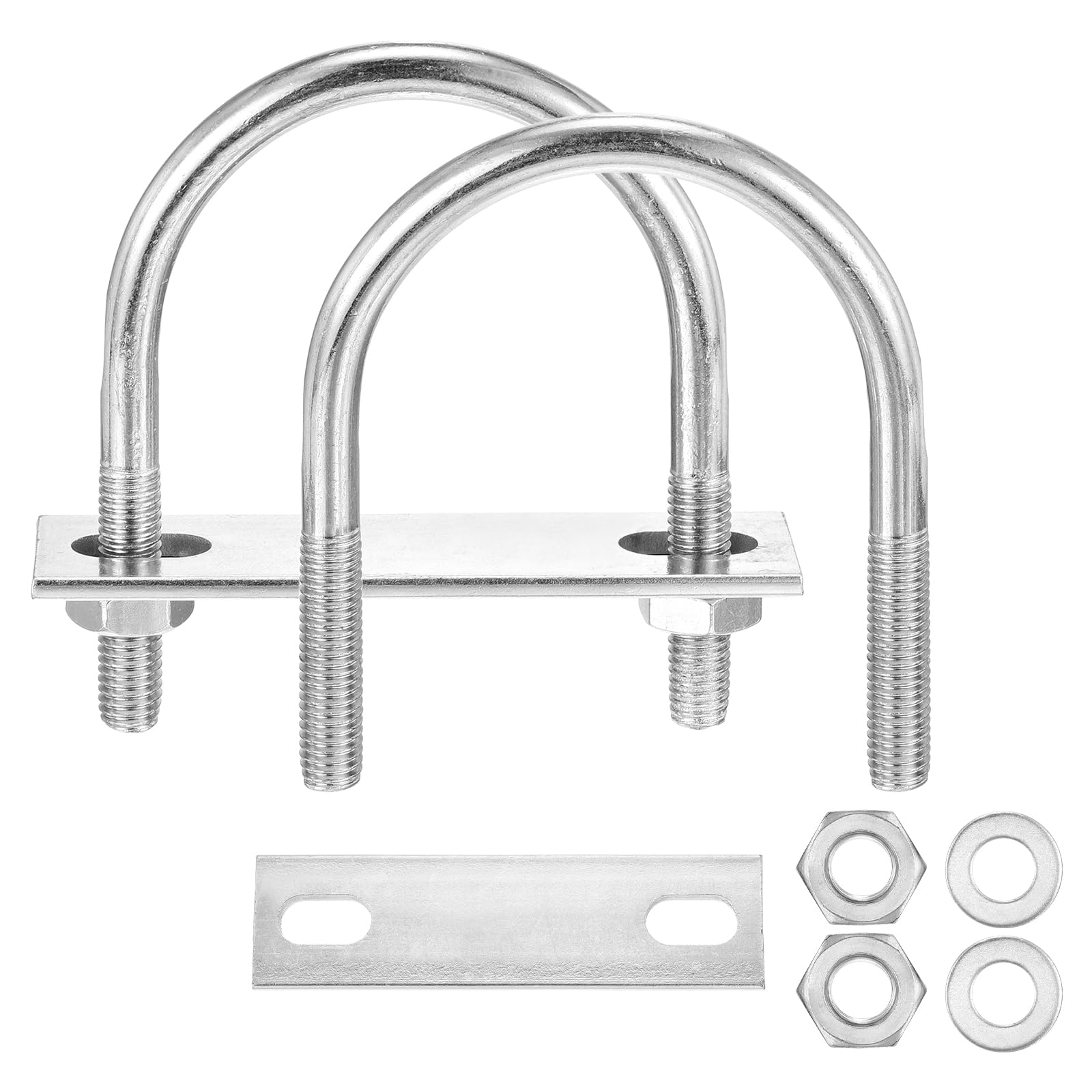 METALLIXITY U Bolts 4 Sets (5/16"(M8) x2.36"x3.42"), Round U Bolt Kits 304 Stainless Steel with Accessories