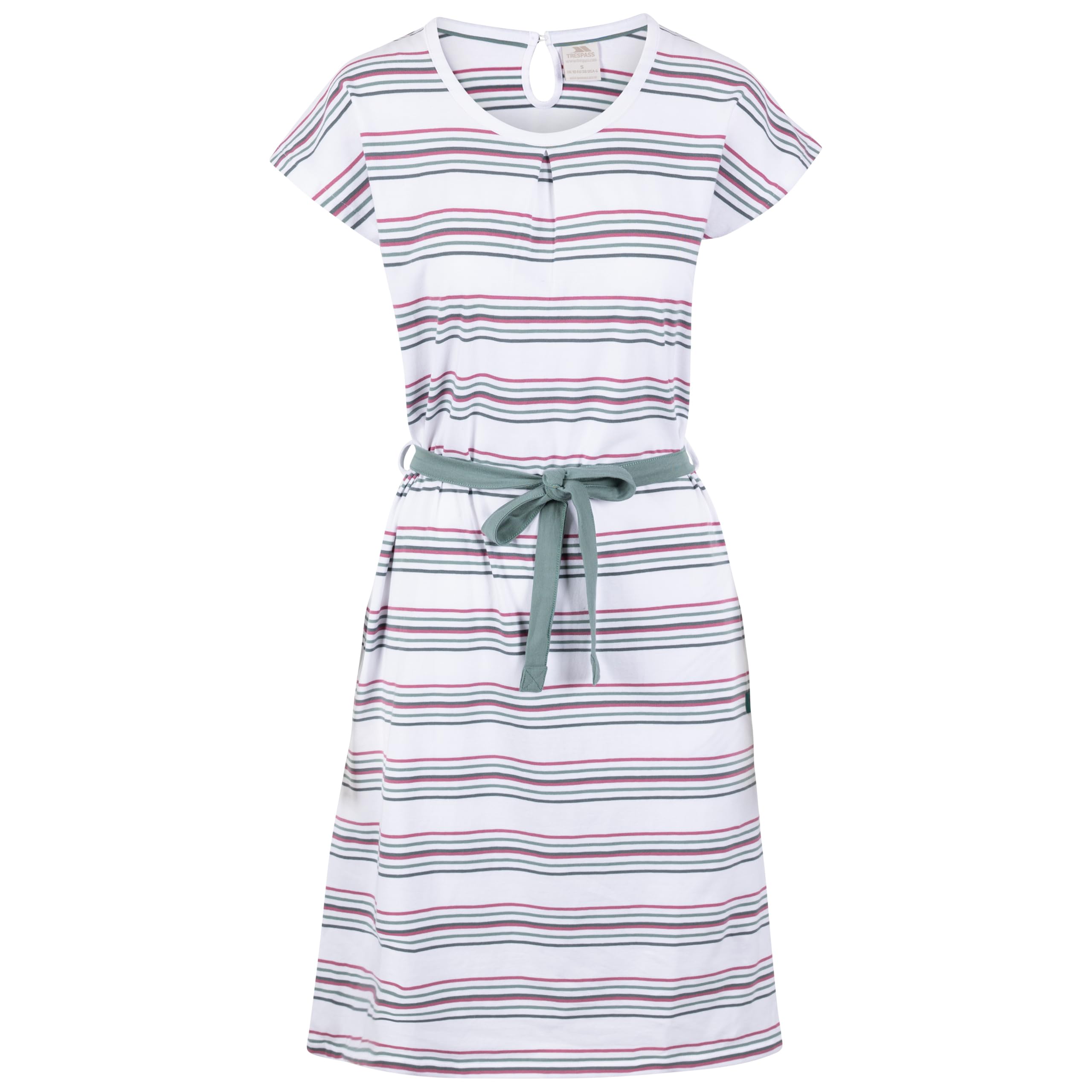 Trespass Lidia Womens Round Neck Cotton Dress, Multicolored Stripe, XL