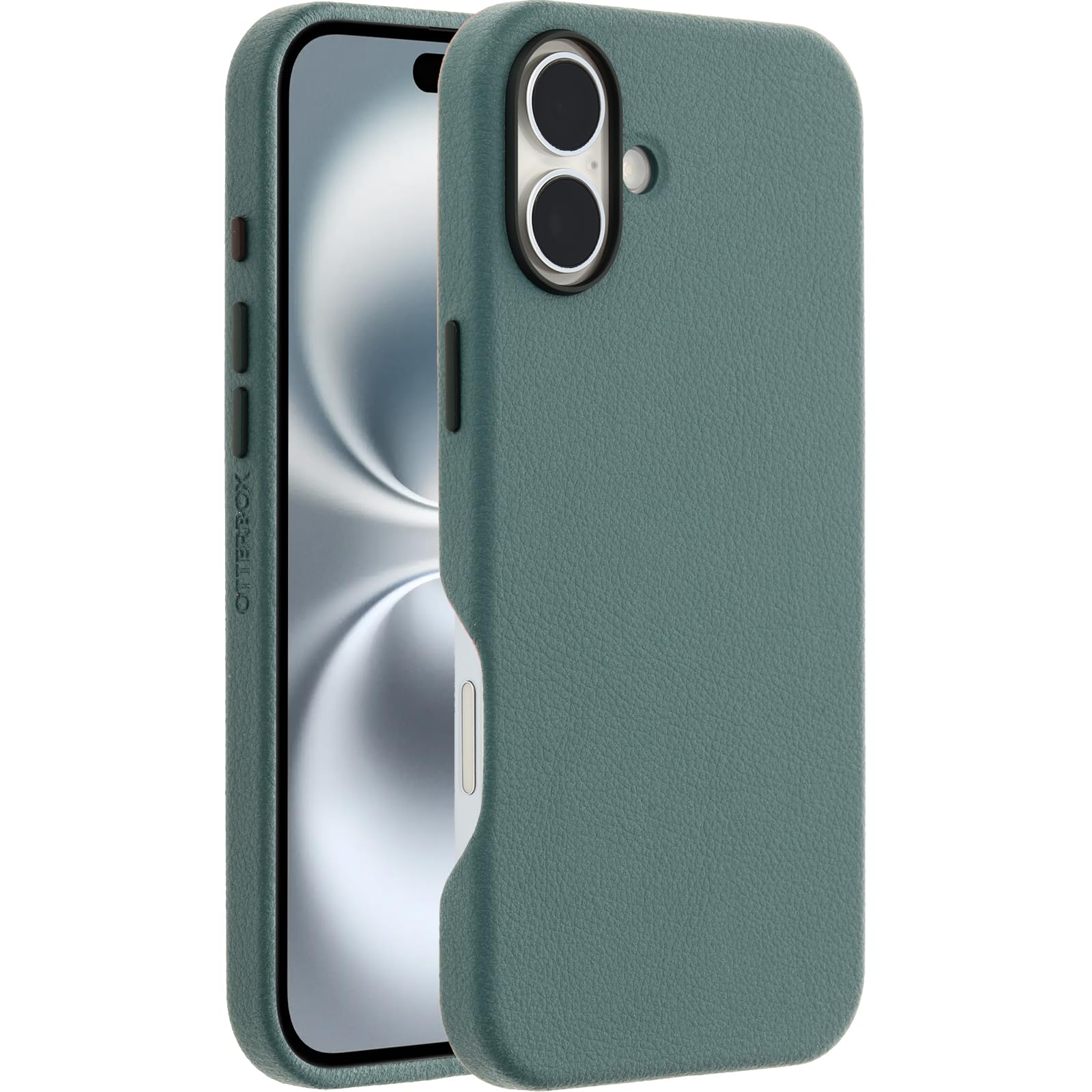 OtterBox Symmetry Series Cactus Leather MagSafe Hülle für iPhone 16 Plus, stoßfest, sturzsicher, dünne Schutzhülle, 3X getestet nach Militärstandard, Grün