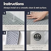 Vista 7 de Bathtub Mat Non Slip 35x16 - homerella® Bath Mat Incl. Hooks for Drying, Extra Long, 100% BPA Free, Shower Mat Non Slip Anti Mold, Machine Washable