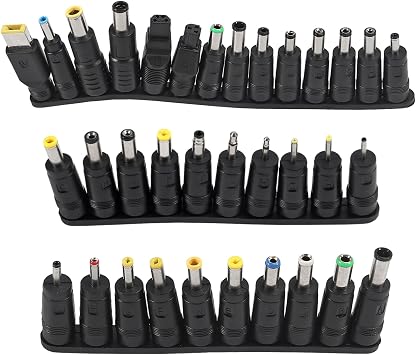 34Pcs Universal 5.5mm x 2.1mm DC AC Connector Power Adapter Tips Connector Power Socket Kits Compatible with Lenovo Thinkpad Laptop Charger Power Supply Convert Plug Set