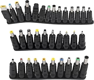 34Pcs Universal 5.5mm x 2.1mm DC AC Connector Power Adapter Tips Connector Power Socket Kits Compatible with Lenovo Thinkpad Laptop Charger Power Supply Convert Plug Set